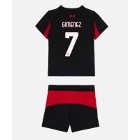 Stroje piłkarskie AC Milan Santiago Gimenez #7 Koszulka Podstawowej dla dzieci 2025-26 Krótki Rękaw (+ szorty)